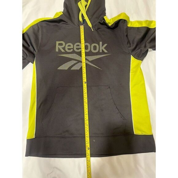 Reebok Sweatshirt Hoodie Men Medium M Long Sleeve Drawstring Pocket Graphic Gray - Picture 6 of 9